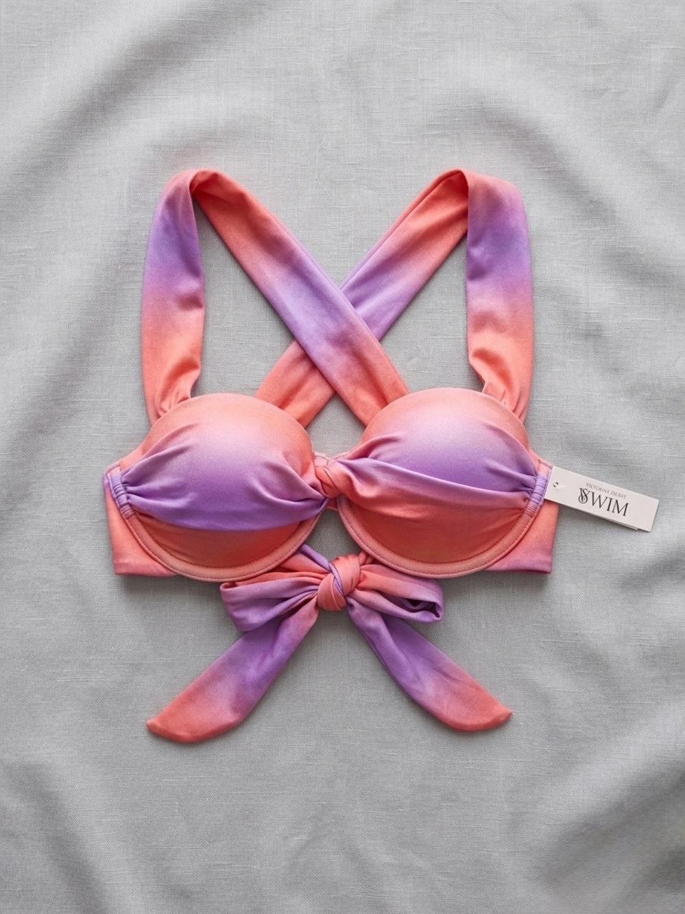 Victoria's Secret Coral to Lavender Ombre Tie-Front Bikini Top